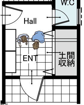 土間収納のある玄関のイメージ図